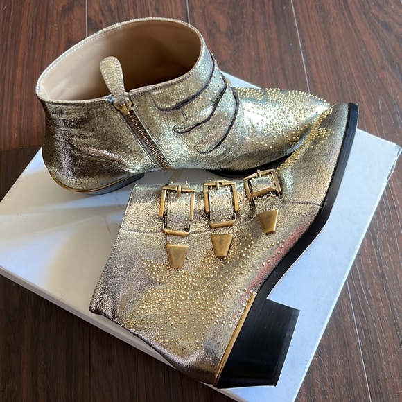 CHLOÉ Susanna Studded Ankle Boots grey glitter - Picture 5 of 8